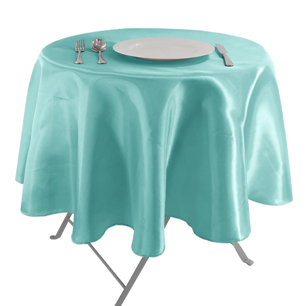 Nappe de table ronde en satin - Couleurs variées