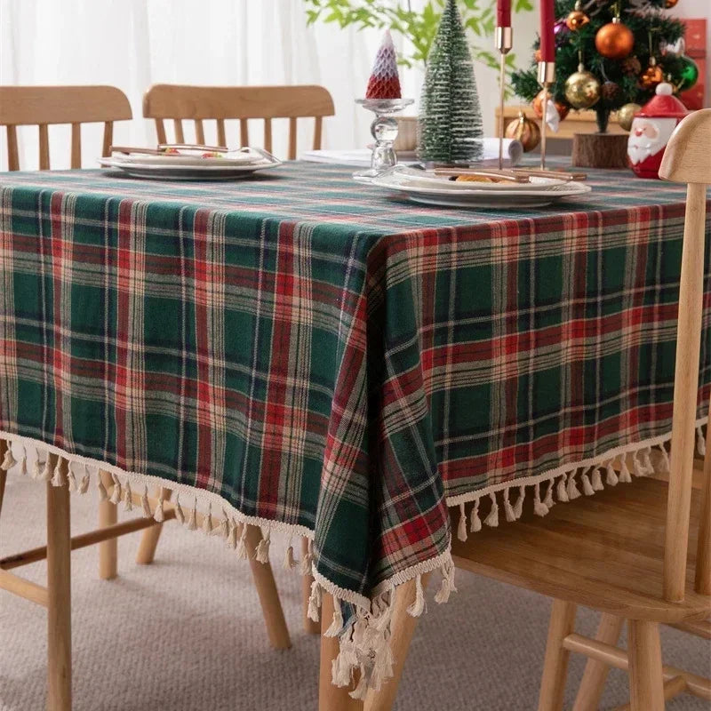 Nappe de table de Noël à motif tartan