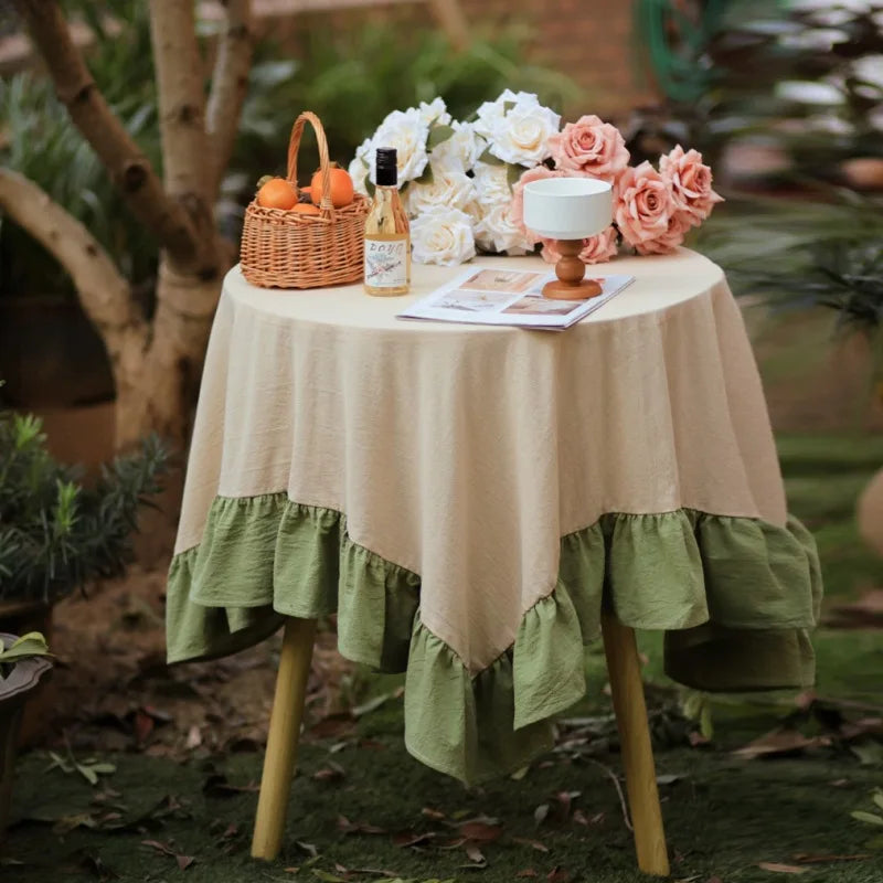 Nappe ronde à franges 100% coton