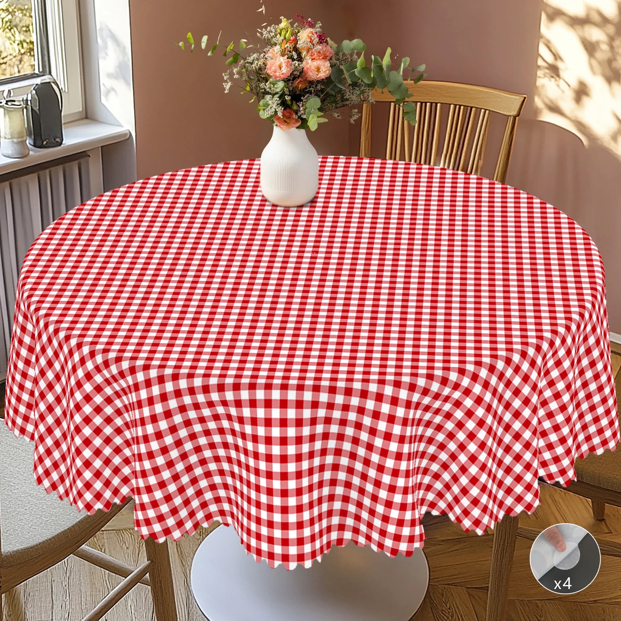Nappe de table imperméable à carreaux rouge et blanc